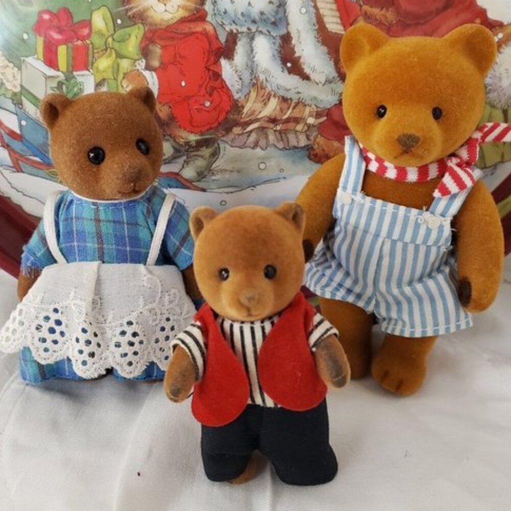 ❤ Vintage Calico Critters 3 Bears Family Original Clothing ❤